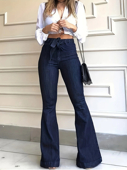 Harper Navy Blue Flared Jeans