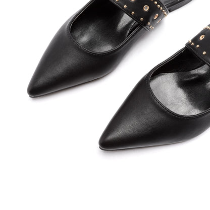 Meli Pointed Toe Metal Flat Slippers