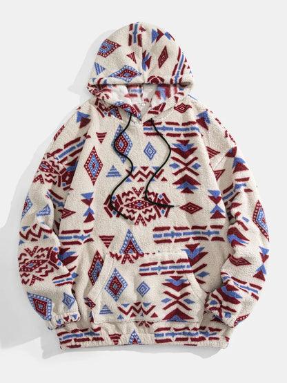 Tribal Print Hooded Pullover