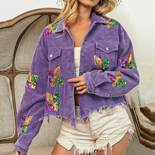 Floral Corduroy Bomber Jacket