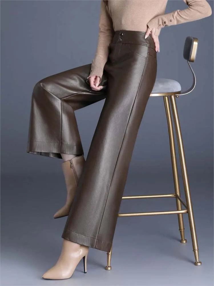 Vista Wide-Leg Leather Pants