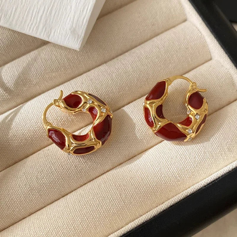 Vintage Enamel Hoop Earrings