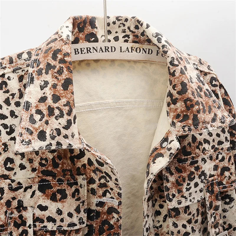 Leopard Print Denim Jacket