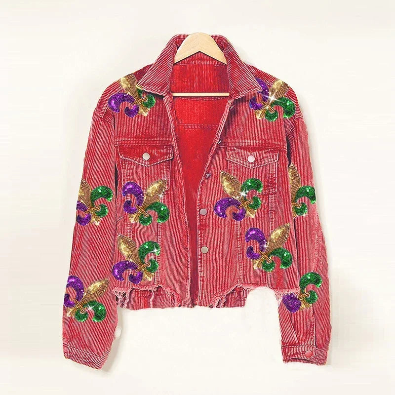 Floral Corduroy Bomber Jacket