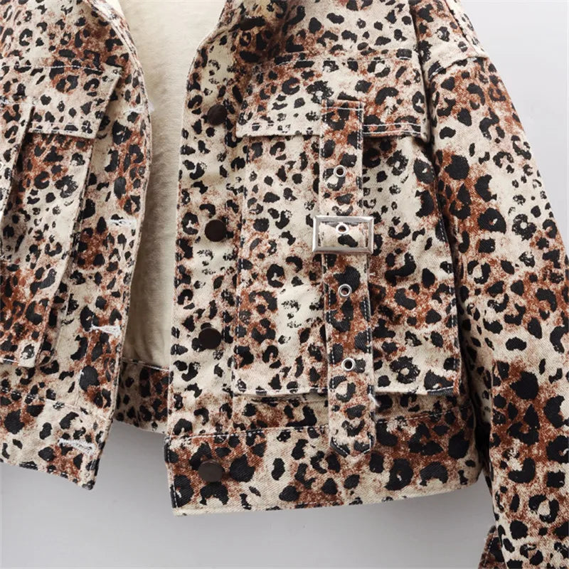 Leopard Print Denim Jacket