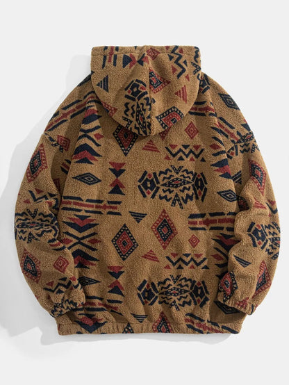 Tribal Print Hooded Pullover