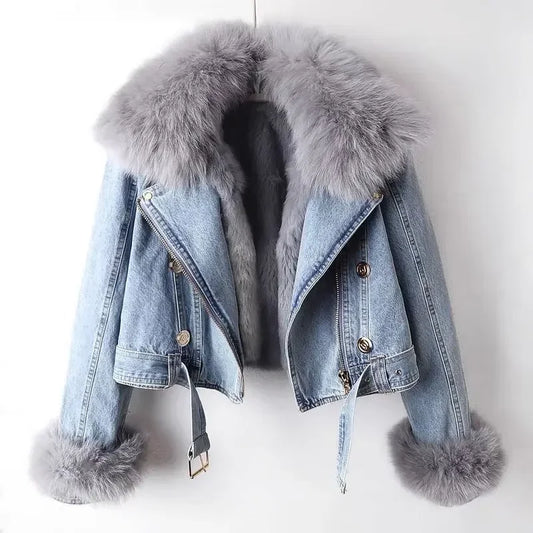 Raven Fur Trim Denim Jacket