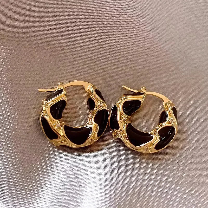 Vintage Enamel Hoop Earrings