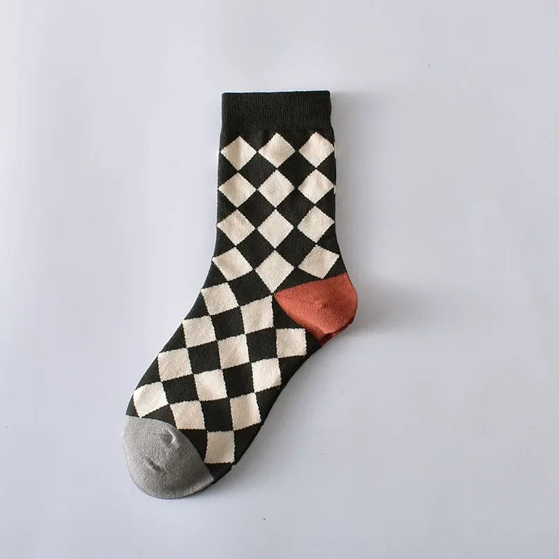 Bella Floral Diamond Grid Socks