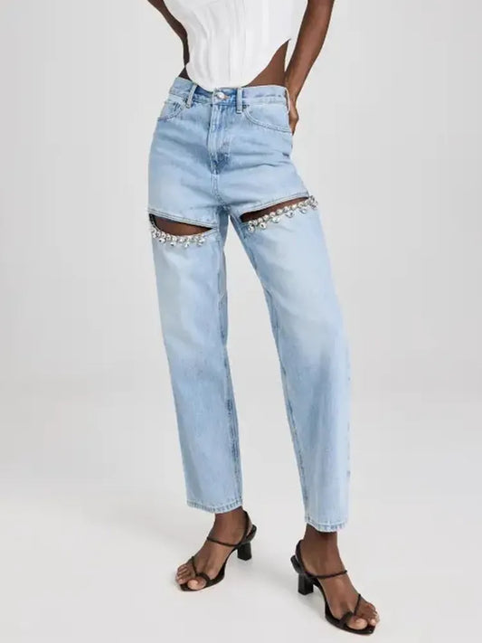 Crystal Chic High-Waist Jeans