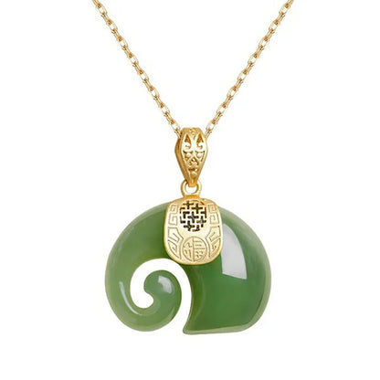 Hetian Jade Elephant Pendant Necklace