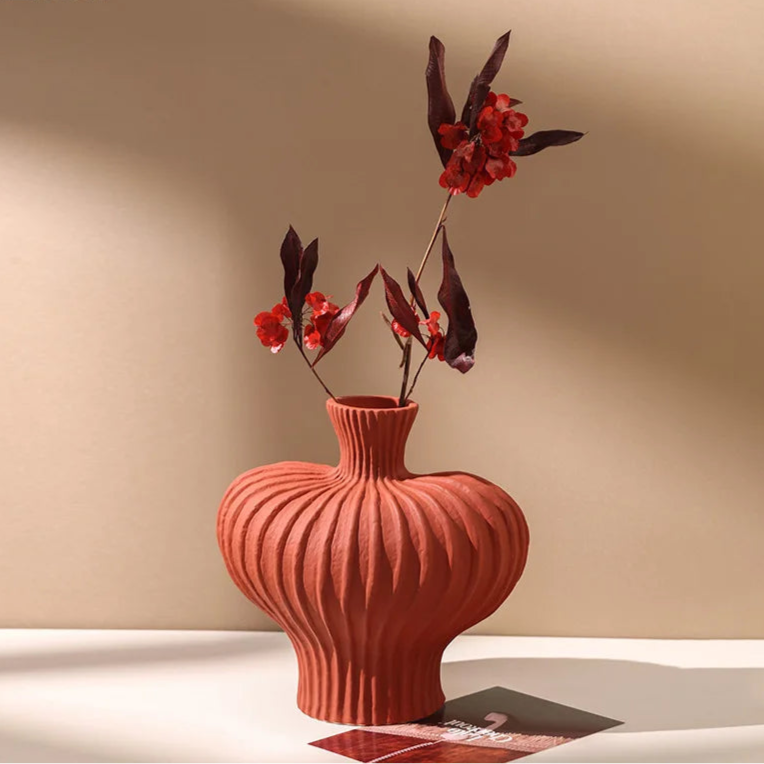 Solis Sculpted Ceramic Vase