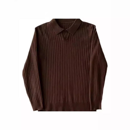 Men's Elastic Knit Lapel T-Shirt