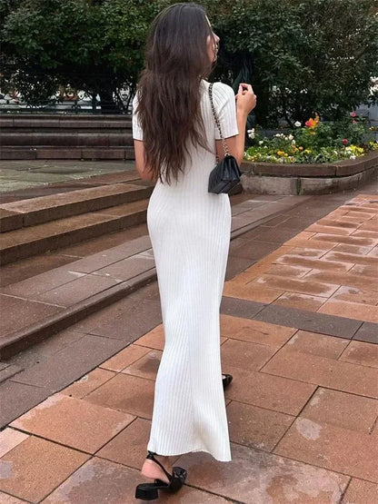 Serena White Knit Maxi Dress