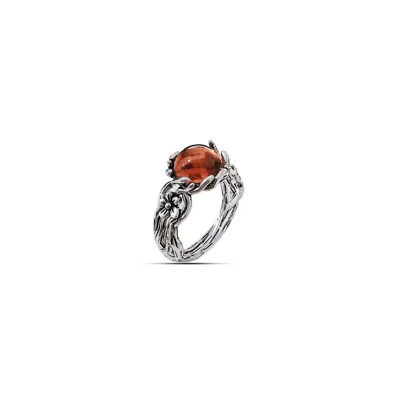 Ember Bloom Silver Ring