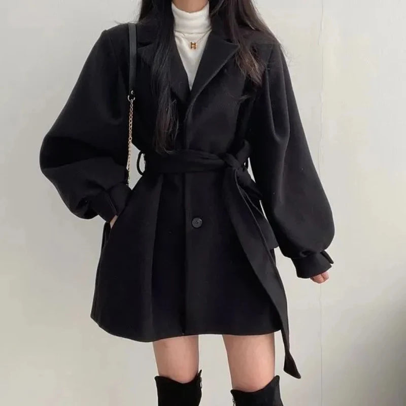 Ava Lace-Up Wool Coat