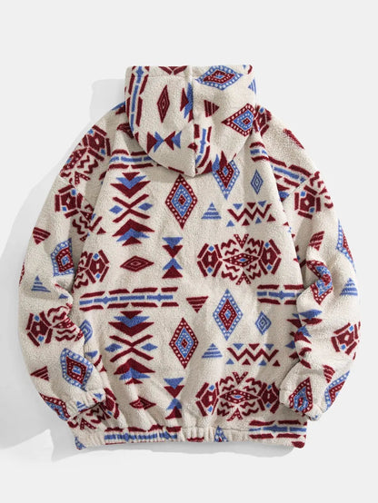 Tribal Print Hooded Pullover