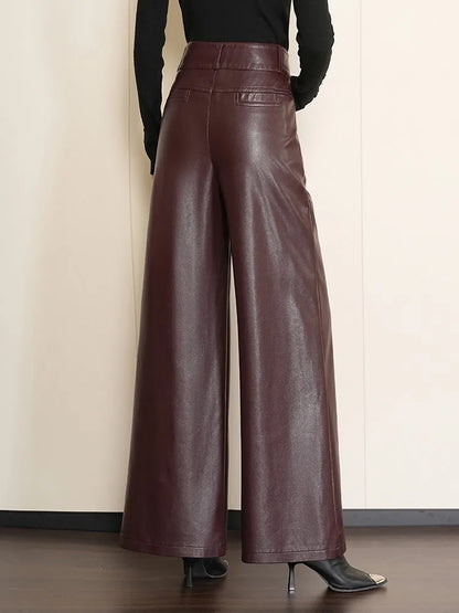 Ava Wide-Leg Leather Trousers