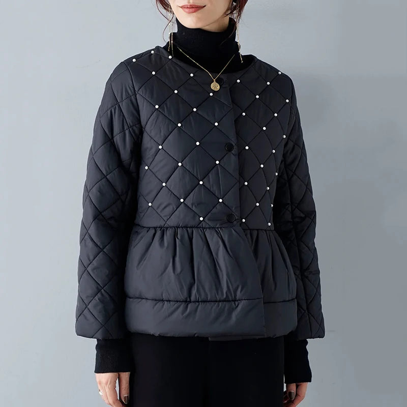 Pearl-Accent Quilted Jacket