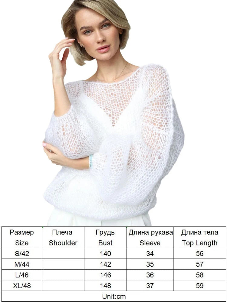 Celina Mesh Lantern Sleeve Sweater