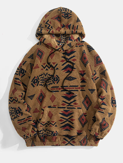 Tribal Print Hooded Pullover