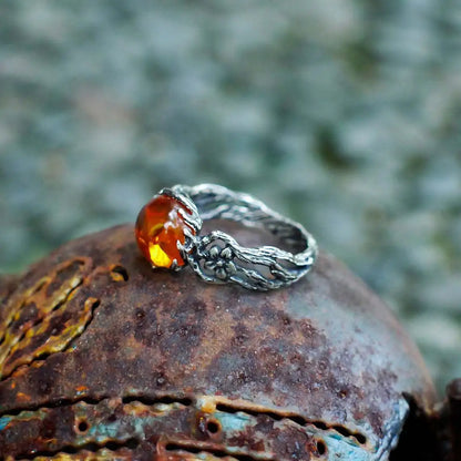 Ember Bloom Silver Ring