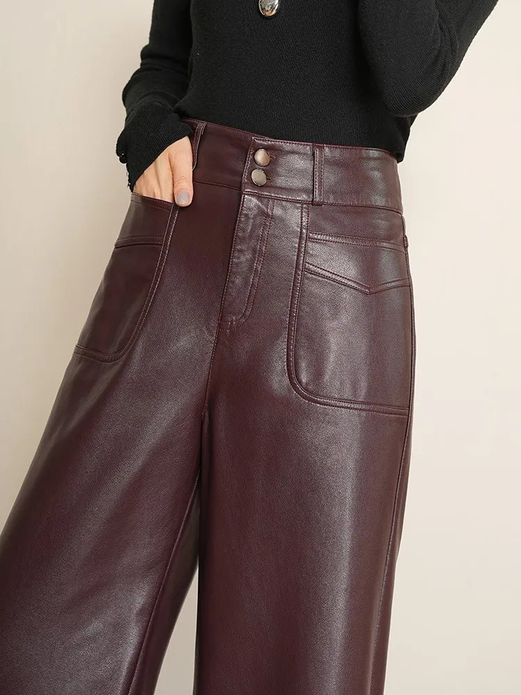 Ava Wide-Leg Leather Trousers