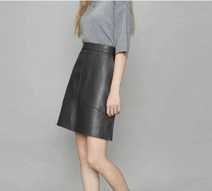 Victoria  High-Waist Leather Skirt