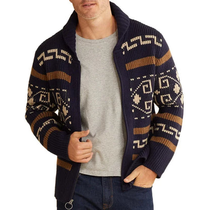 Tribal Knit Zipper Cardigan