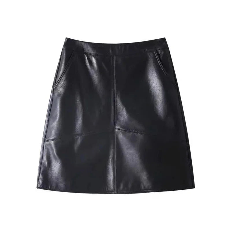 Victoria  High-Waist Leather Skirt