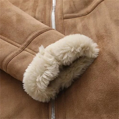 Shearling-Lined Suede Coat