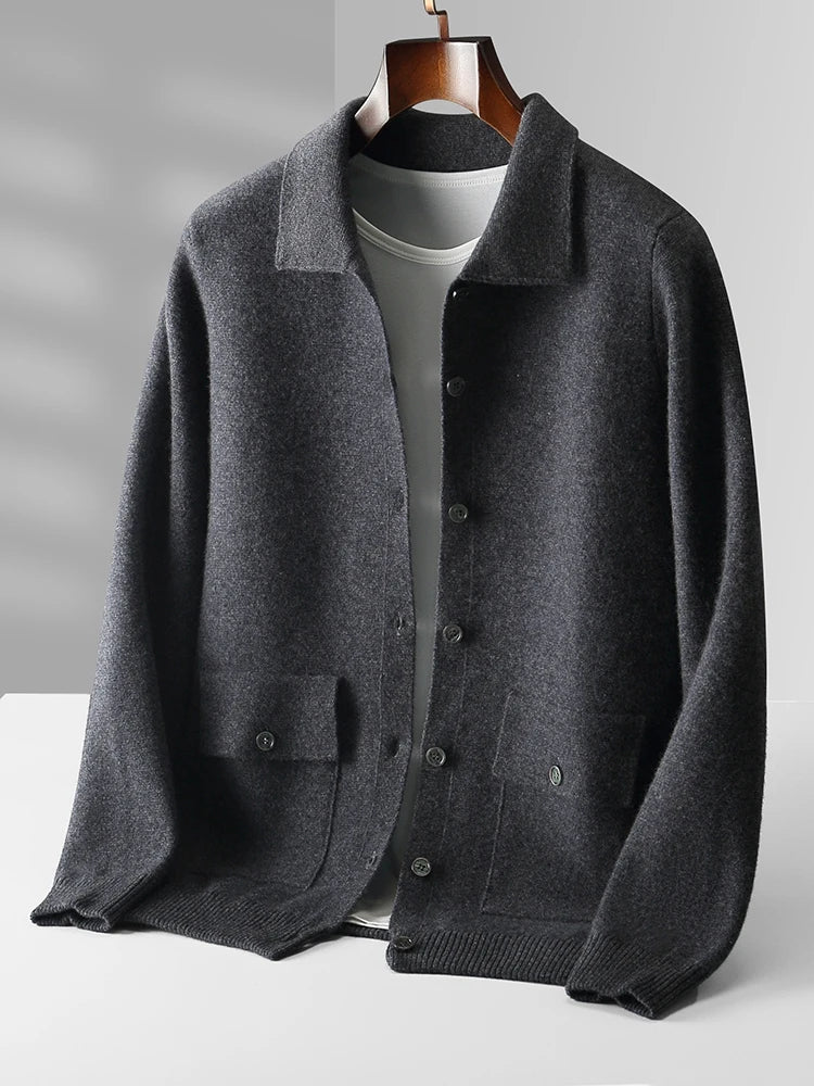 Merino Polo Wool Cardigan gray