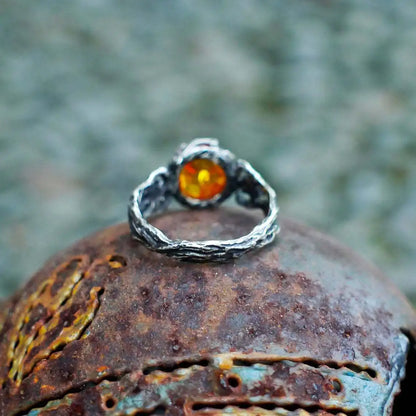 Ember Bloom Silver Ring