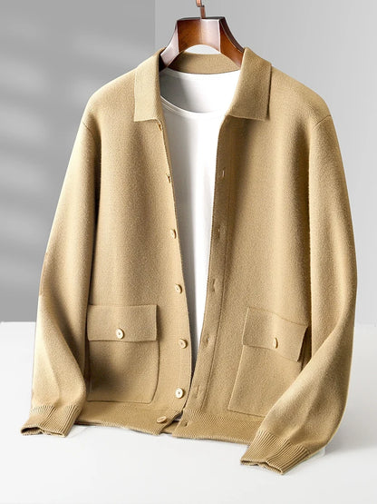 Merino Polo Wool Cardigan beige