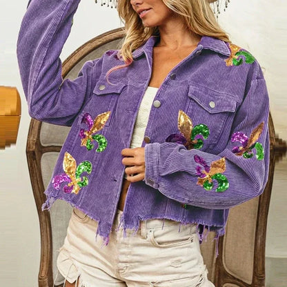 Floral Corduroy Bomber Jacket