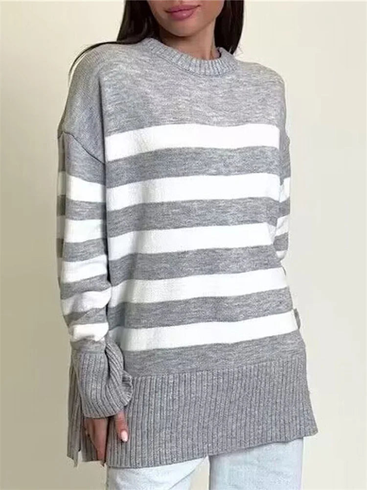 Aria Striped Knit Sweater