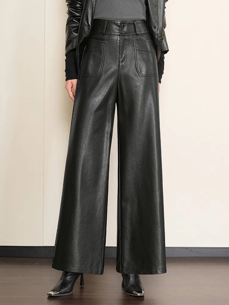 Ava Wide-Leg Leather Trousers