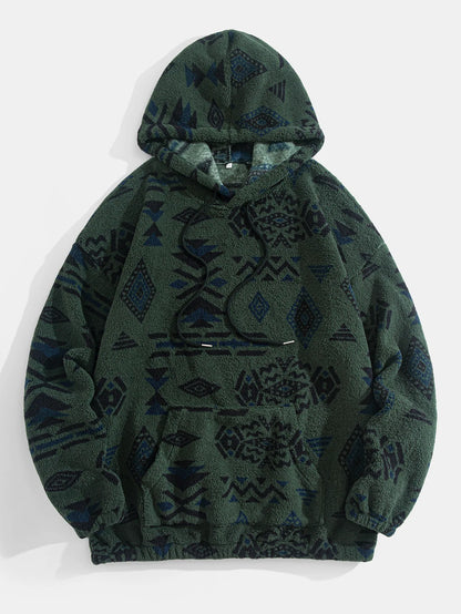 Tribal Print Hooded Pullover