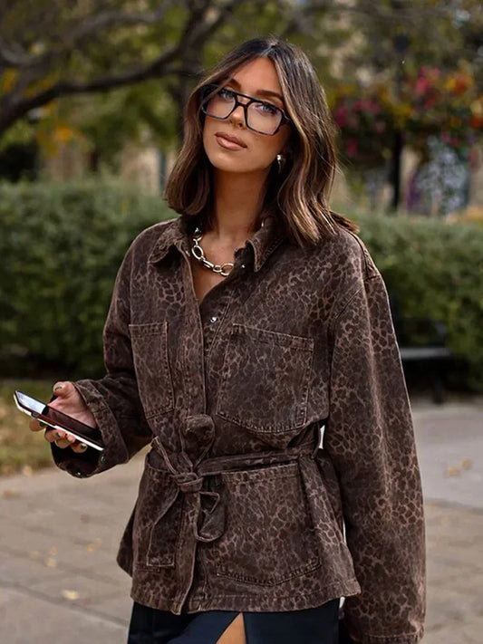 Leopard Print Denim Jacket