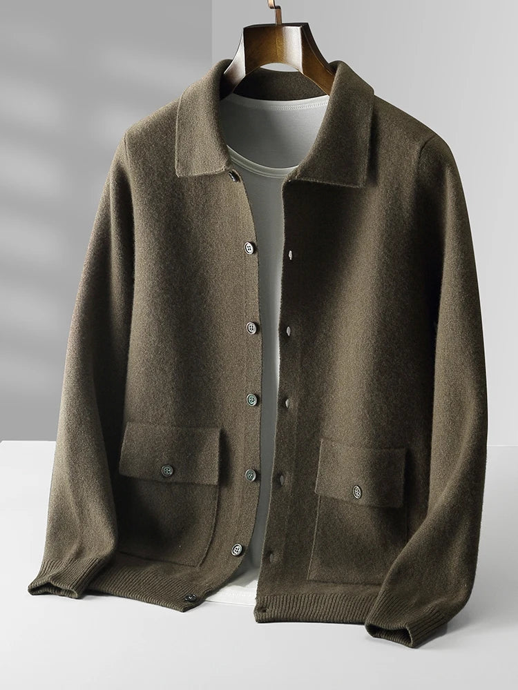 Merino Polo Wool Cardigan green