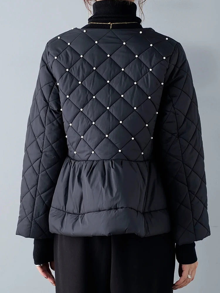 Pearl-Accent Quilted Jacket