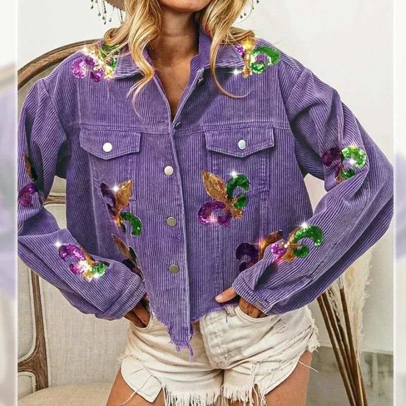 Floral Corduroy Bomber Jacket