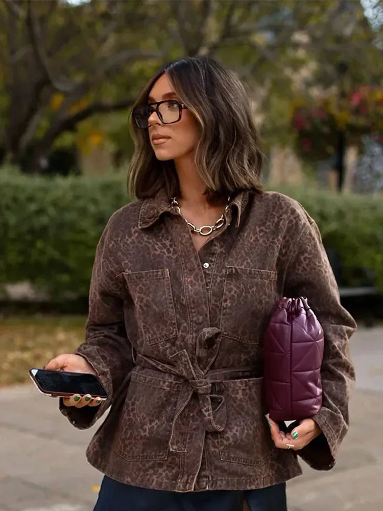 Leopard Print Denim Jacket