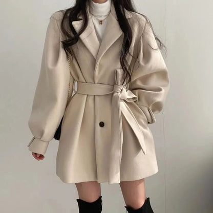 Ava Lace-Up Wool Coat