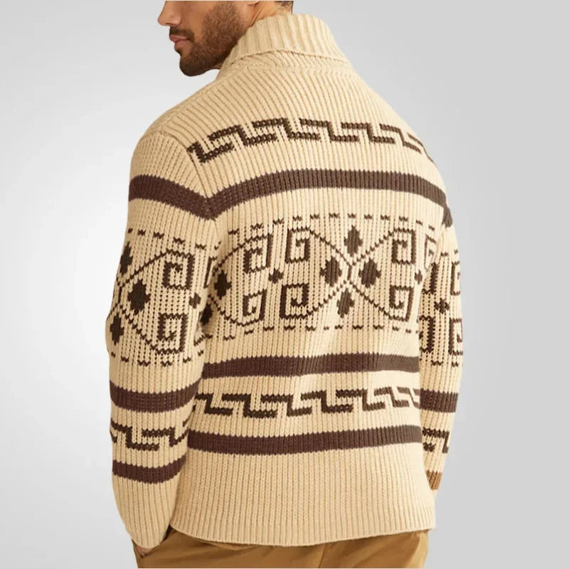 Tribal Knit Zipper Cardigan