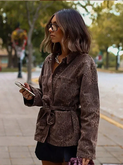 Leopard Print Denim Jacket