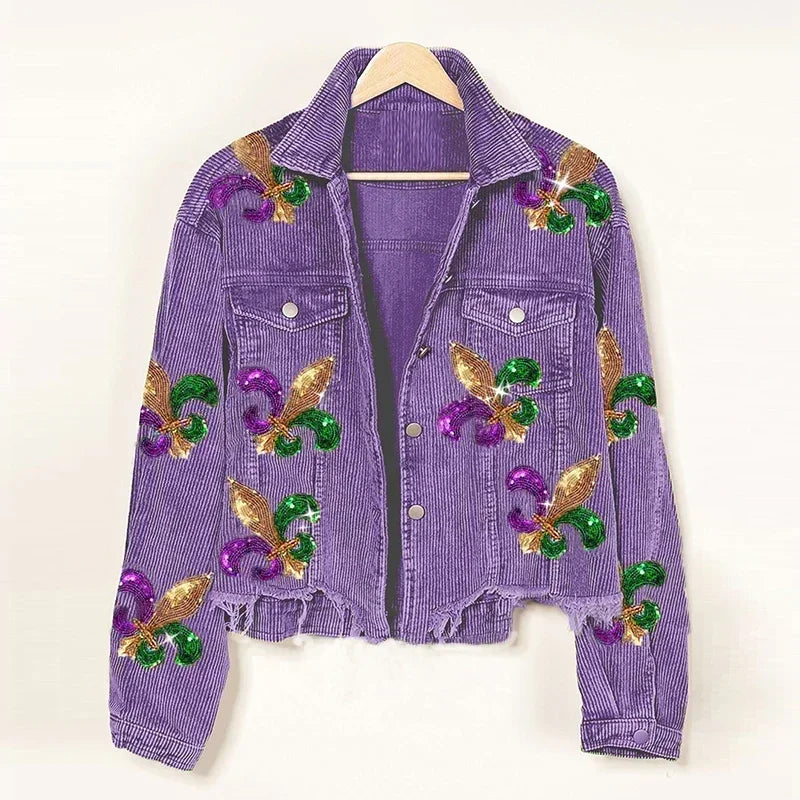 Floral Corduroy Bomber Jacket