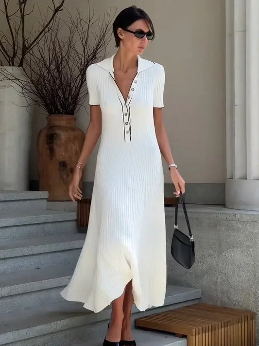 Serena White Knit Maxi Dress