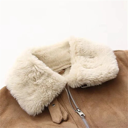 Shearling-Lined Suede Coat