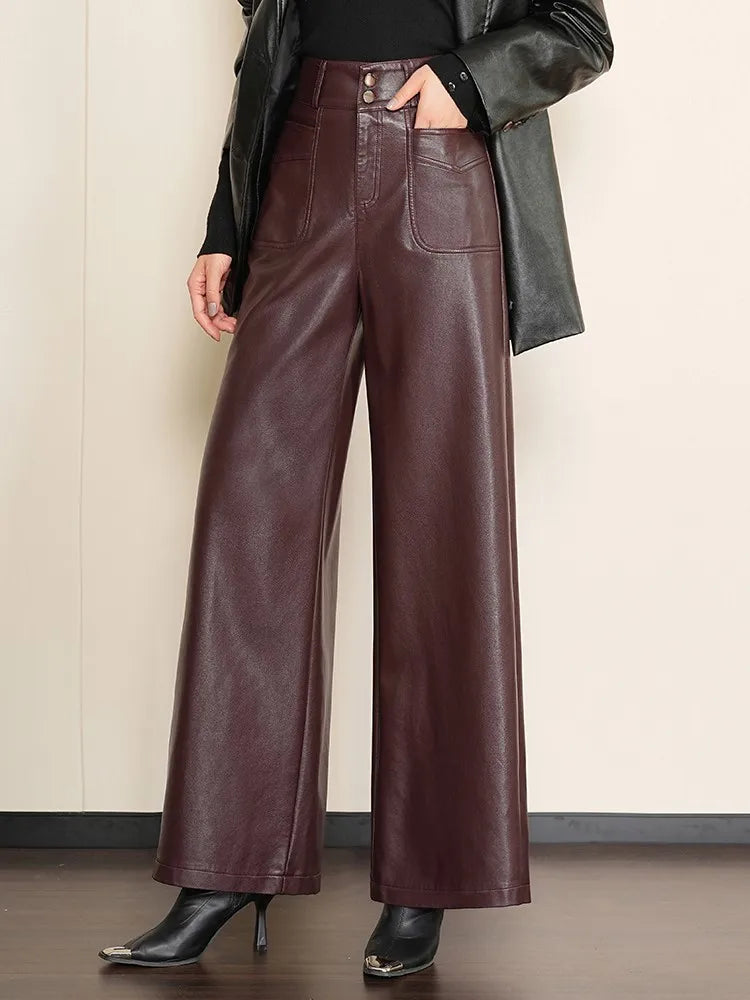 Ava Wide-Leg Leather Trousers